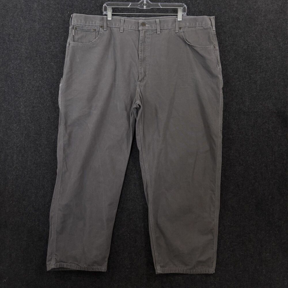 Carhartt Carpenter Pants Men's 46x29 Gray Canvas Relaxed Fit Workwear Utility